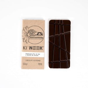 Barra Ki´neek´ Chocolate Oscuro al 78% Cacao Polivarietal Soconusco Chiapas con Chabacano, Flor de Sal y Semilla de Girasol Endulzada con Azúcar Mascabado 50g.