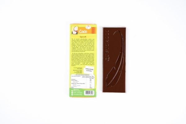 Barra Quetzalli Chocolate Obscuro al 55% Cacao Tabasco Trivarietal con Azúcar y Leche de Coco 50 g. - Imagen 2
