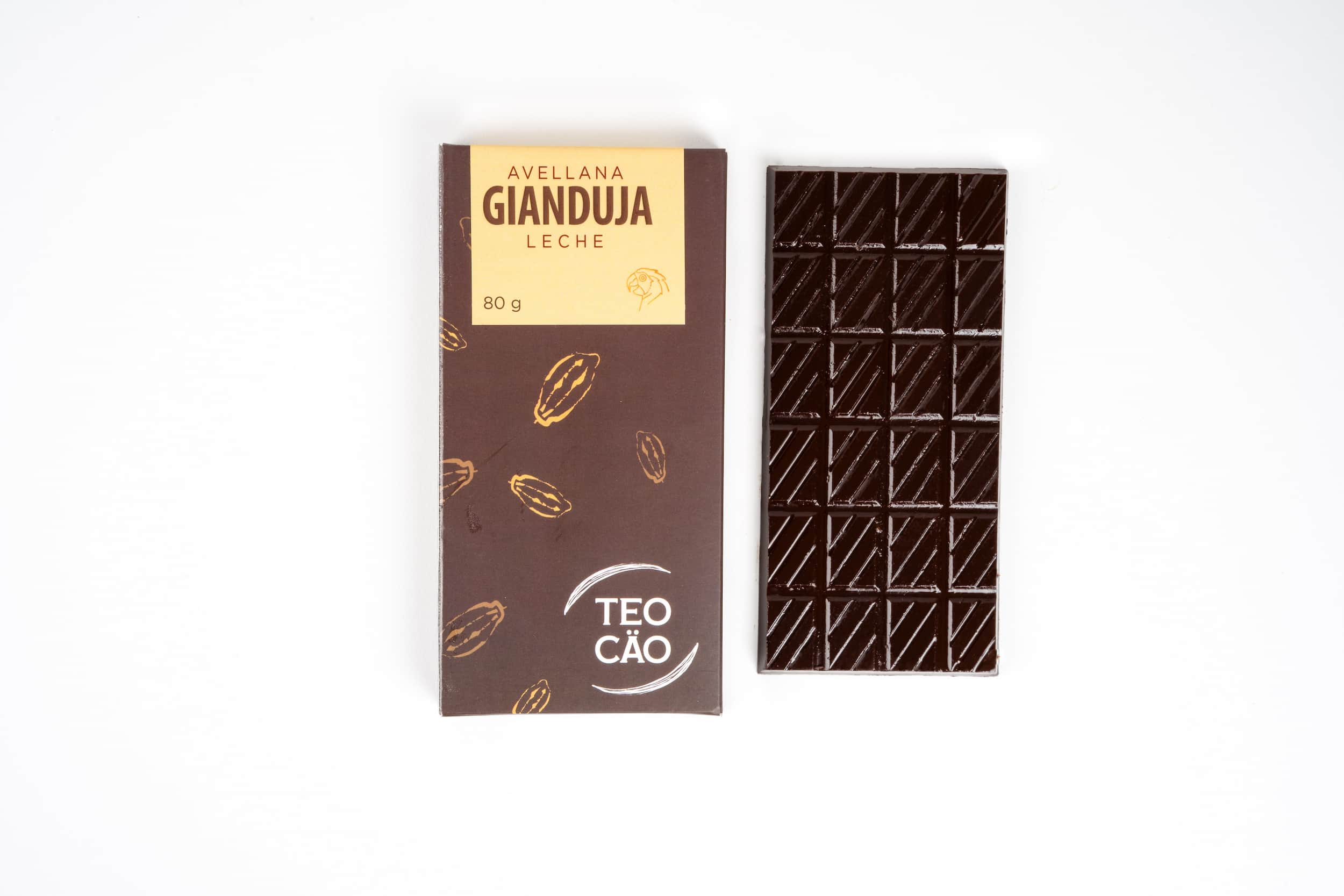 Barra Teocäo Gianduja Chocolate Oscuro al 30% Cacao Polivarietal Soconusco Chiapas con Leche y Avellana Endulzada con Piloncillo Orgánico 80g.