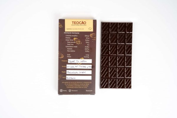 Barra Teocäo Gianduja Chocolate Oscuro al 30% Cacao Polivarietal Soconusco Chiapas con Leche y Avellana Endulzada con Piloncillo Orgánico 80g. - Imagen 2