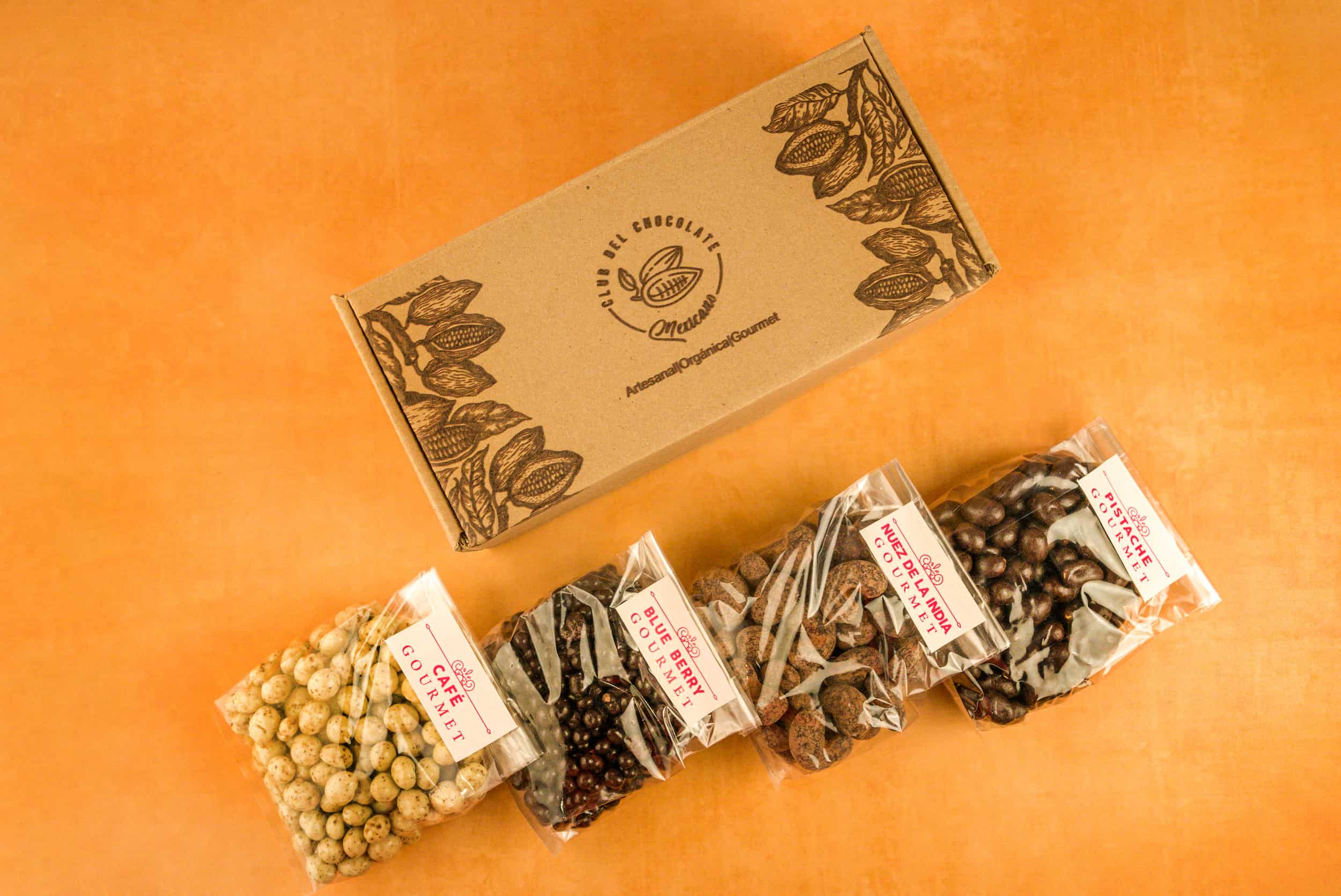 Caja "Chocol" 4 Frutos Secos Cubiertos con Chocolate 200 g/800 g